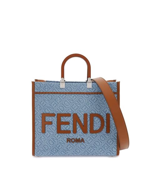 fendi fold over tote|Fendi denim tote.